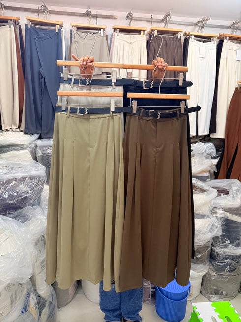 Women High Quality Pleated Long Skirts